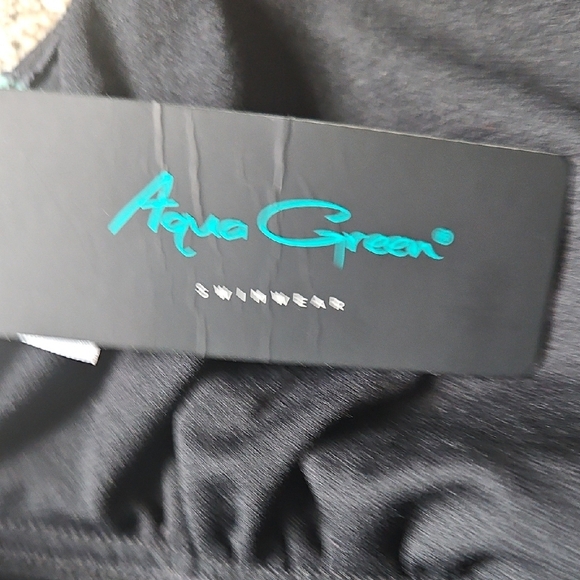 Aqua Green Floral One Piece Swimsuit - Black and Pink - Picture 13 of 14